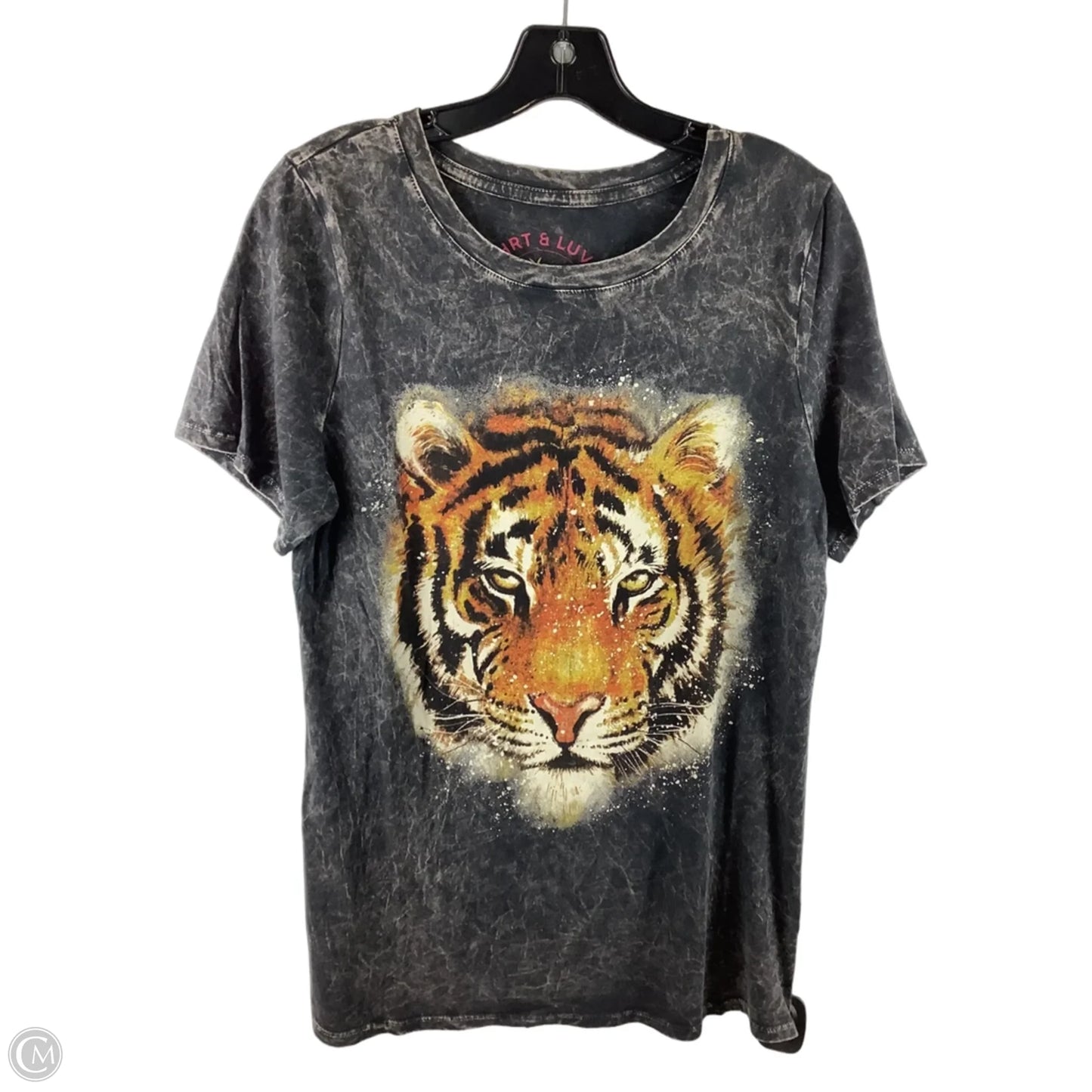 Top Short Sleeve By Clothes Mentor In Grey & Orange, Size: M