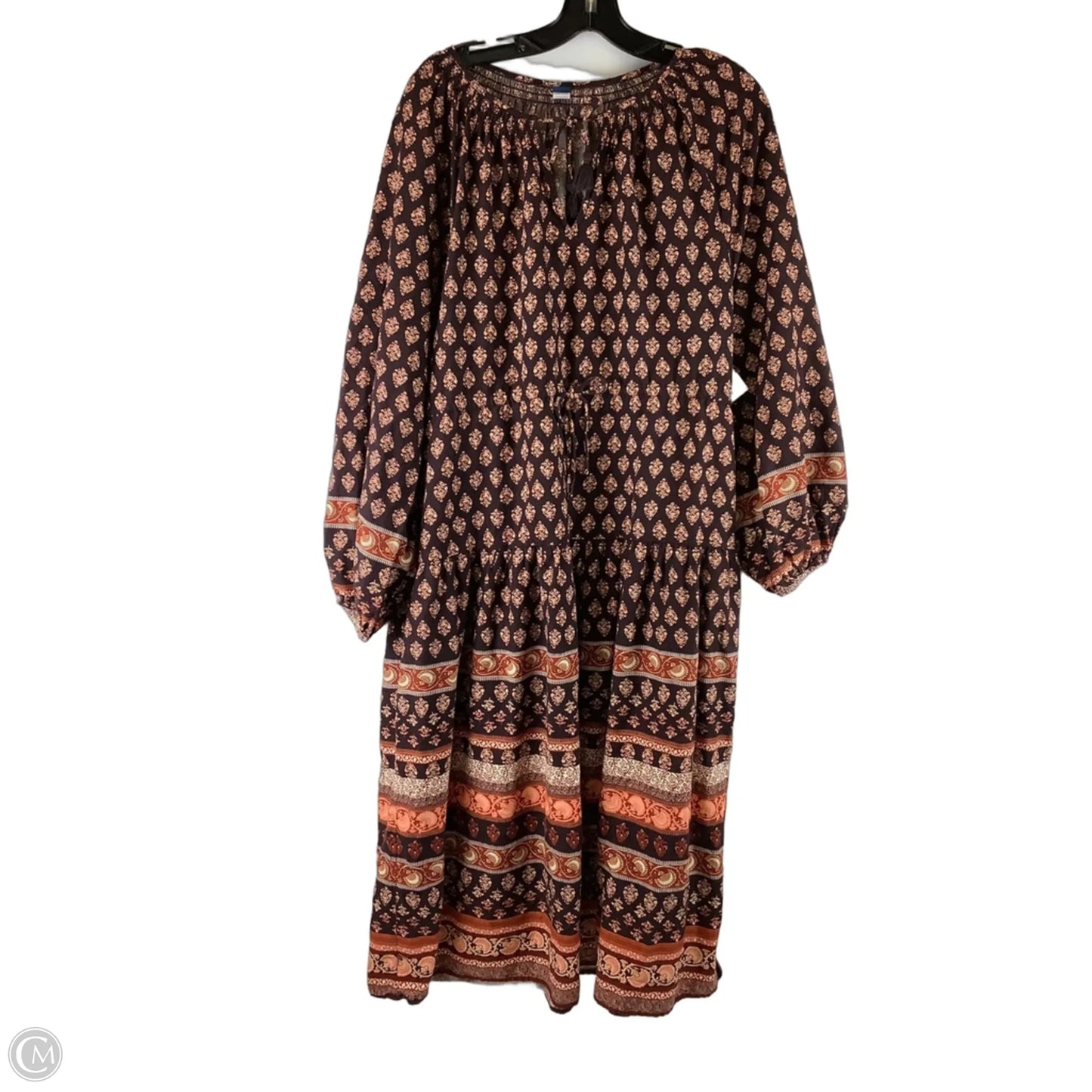 Dress Casual Midi By Old Navy In Brown & Orange, Size: M