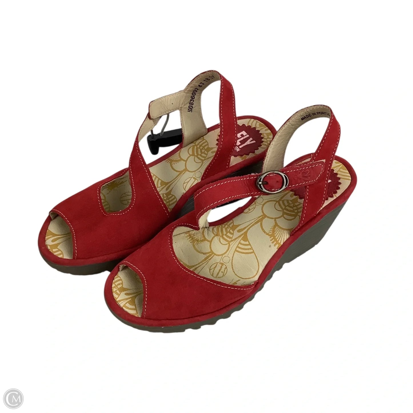 Sandals Heels Wedge By Fly London In Red, Size: 6.5 (37)