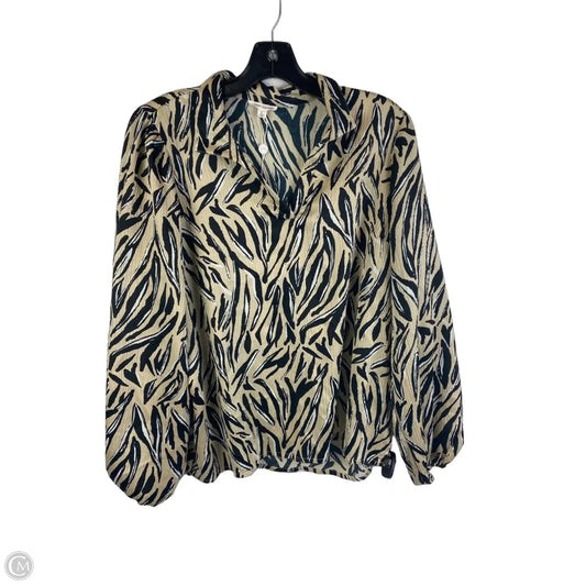 Top Long Sleeve By Mary Square In Black & Cream, Size: L