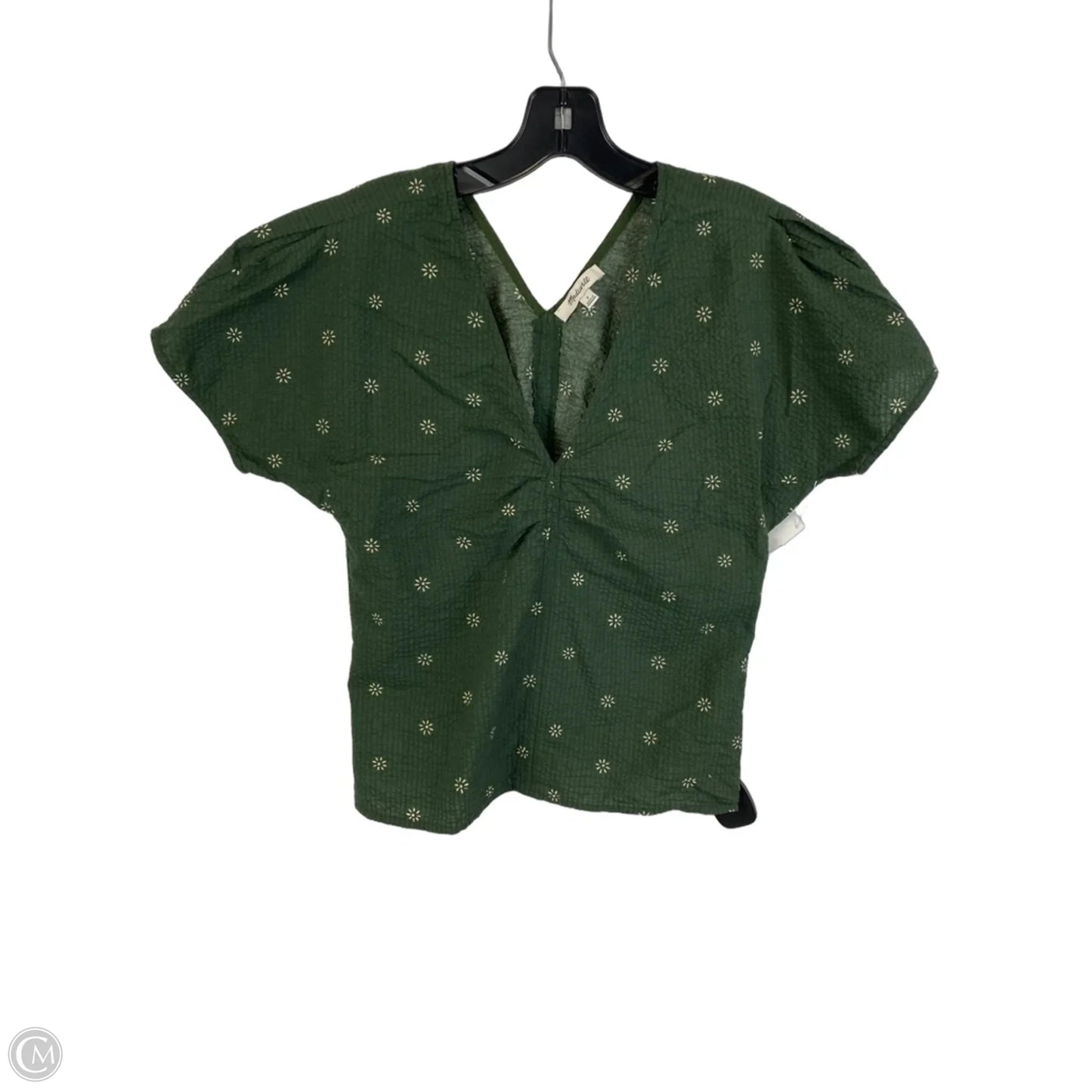 Top Short Sleeve By Madewell In Green & White, Size: 2