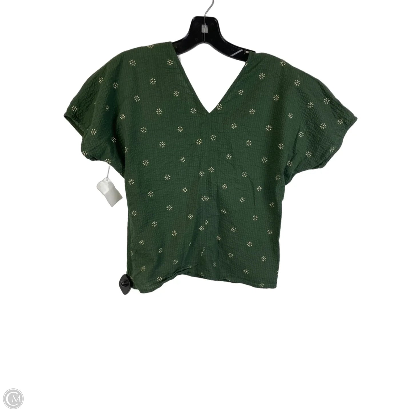 Top Short Sleeve By Madewell In Green & White, Size: 2