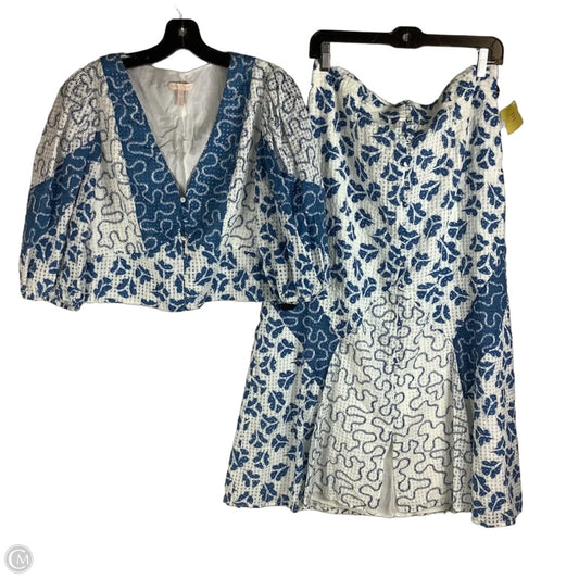 Skirt Set 2pc By Rebecca Taylor In Blue & White, Size: 12
