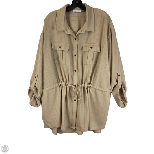 Jacket Shirt By Calvin Klein In Beige, Size: 2x