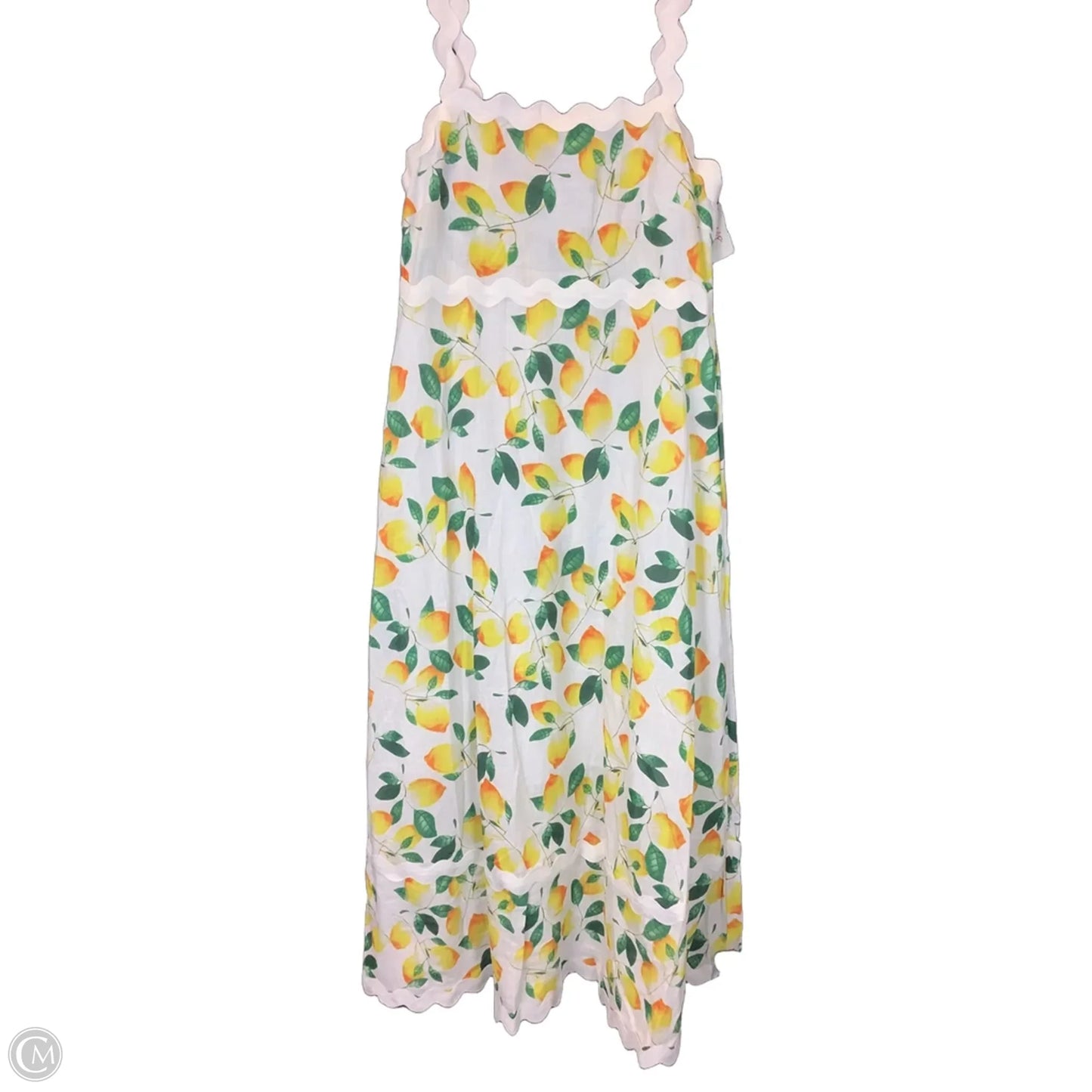Dress Casual Maxi By Cmc In White & Yellow, Size: L
