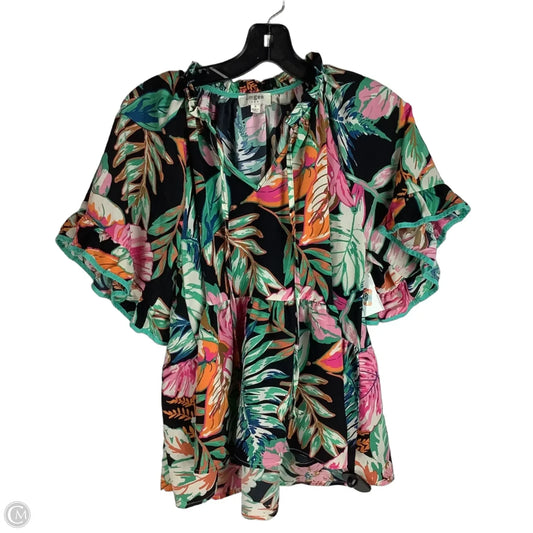 Top Short Sleeve By Umgee In Floral Print, Size: S