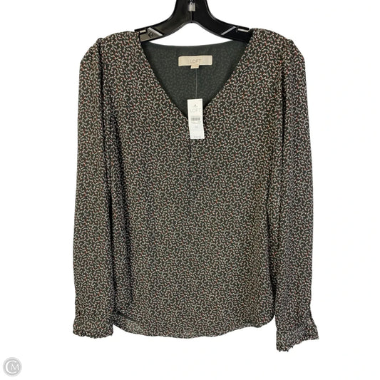 Top Long Sleeve By Loft In Cream & Grey, Size: Xs