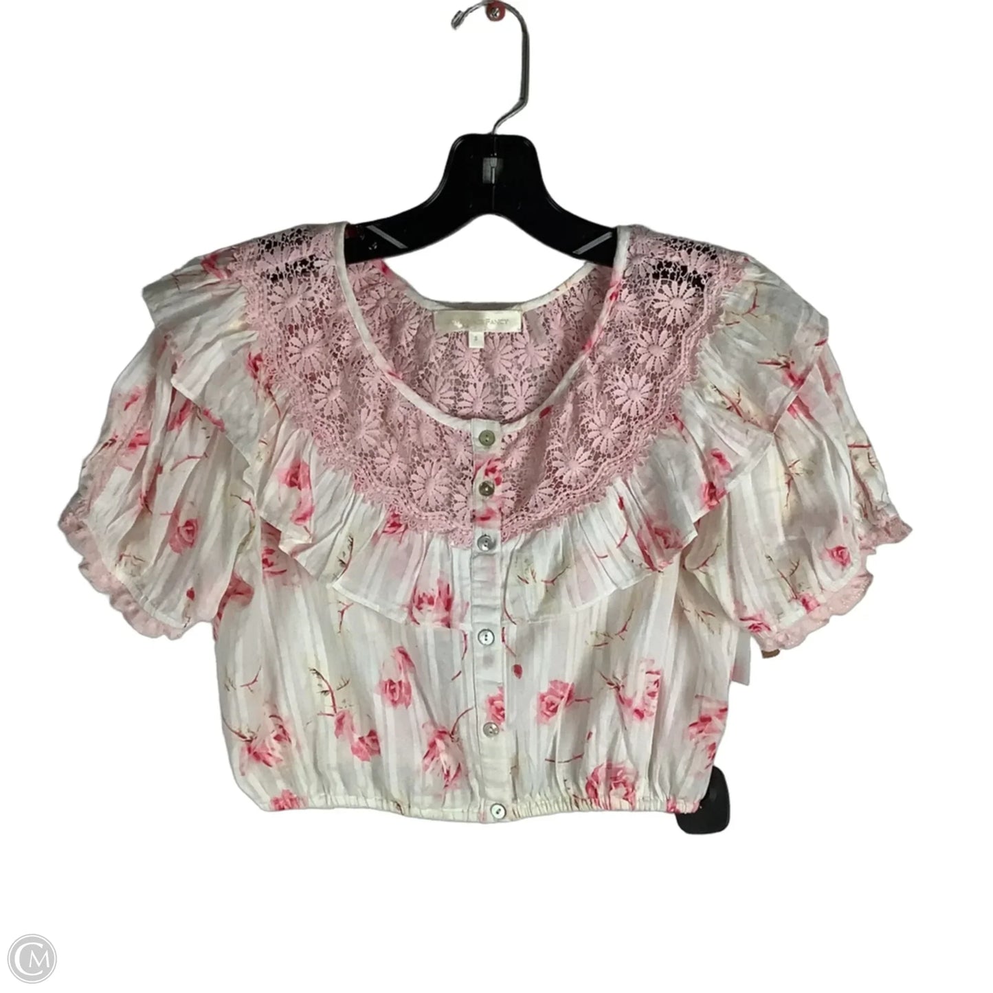 Top Short Sleeve By Loveshackfancy In Pink, Size: S