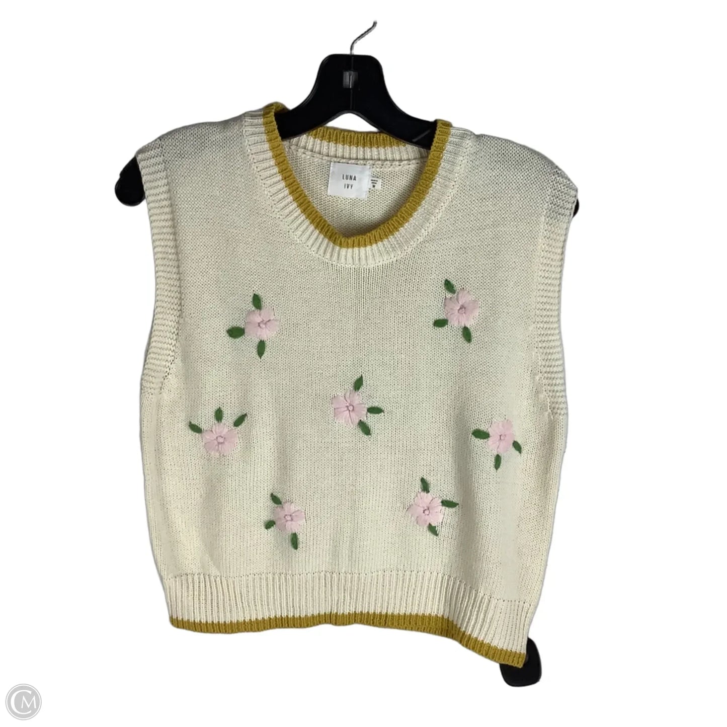 Top Short Sleeve By Luna Ivy In Cream, Size: M