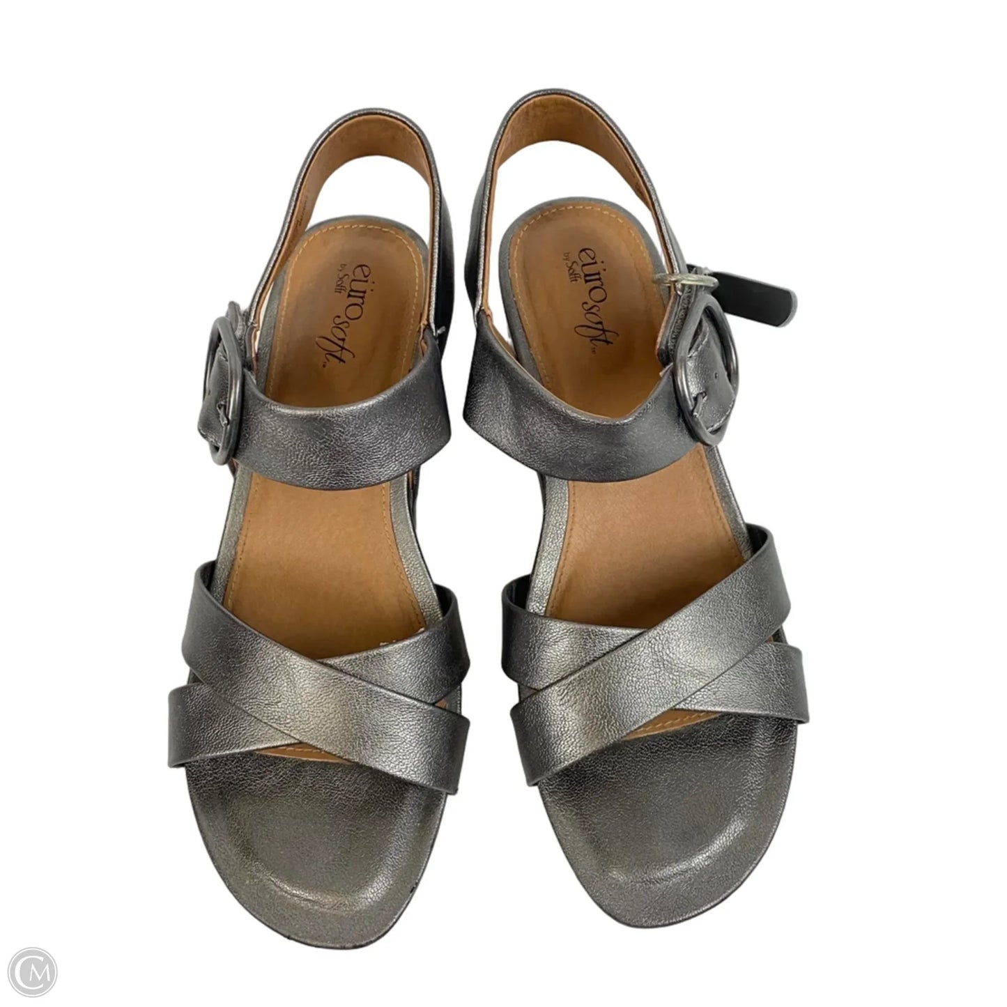 Shoes Heels Wedge By Clothes Mentor In Silver, Size: 8.5