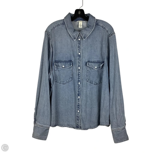 Jacket Shirt By H&m In Blue Denim, Size: Xl