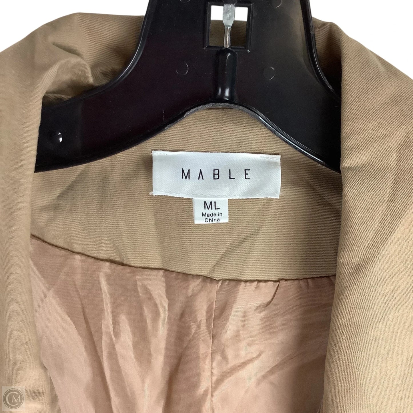 Coat Trench Coat By Mable In Tan, Size: M/L