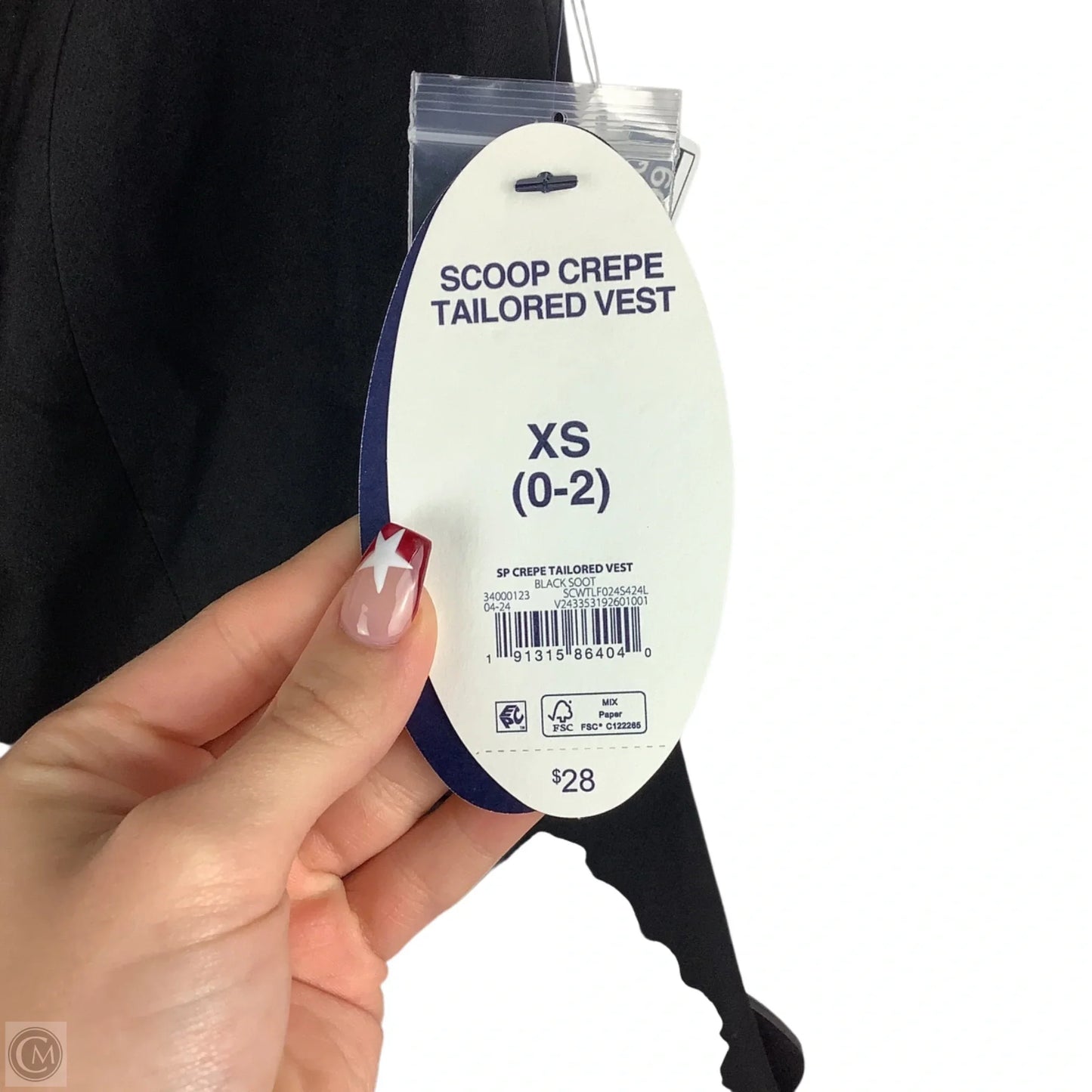 Vest Other By Scoop In Black, Size: Xs