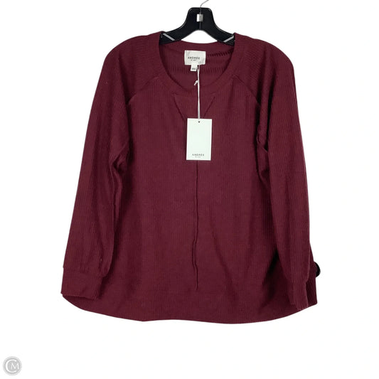 Top Long Sleeve By Andree By Unit In Maroon, Size: S