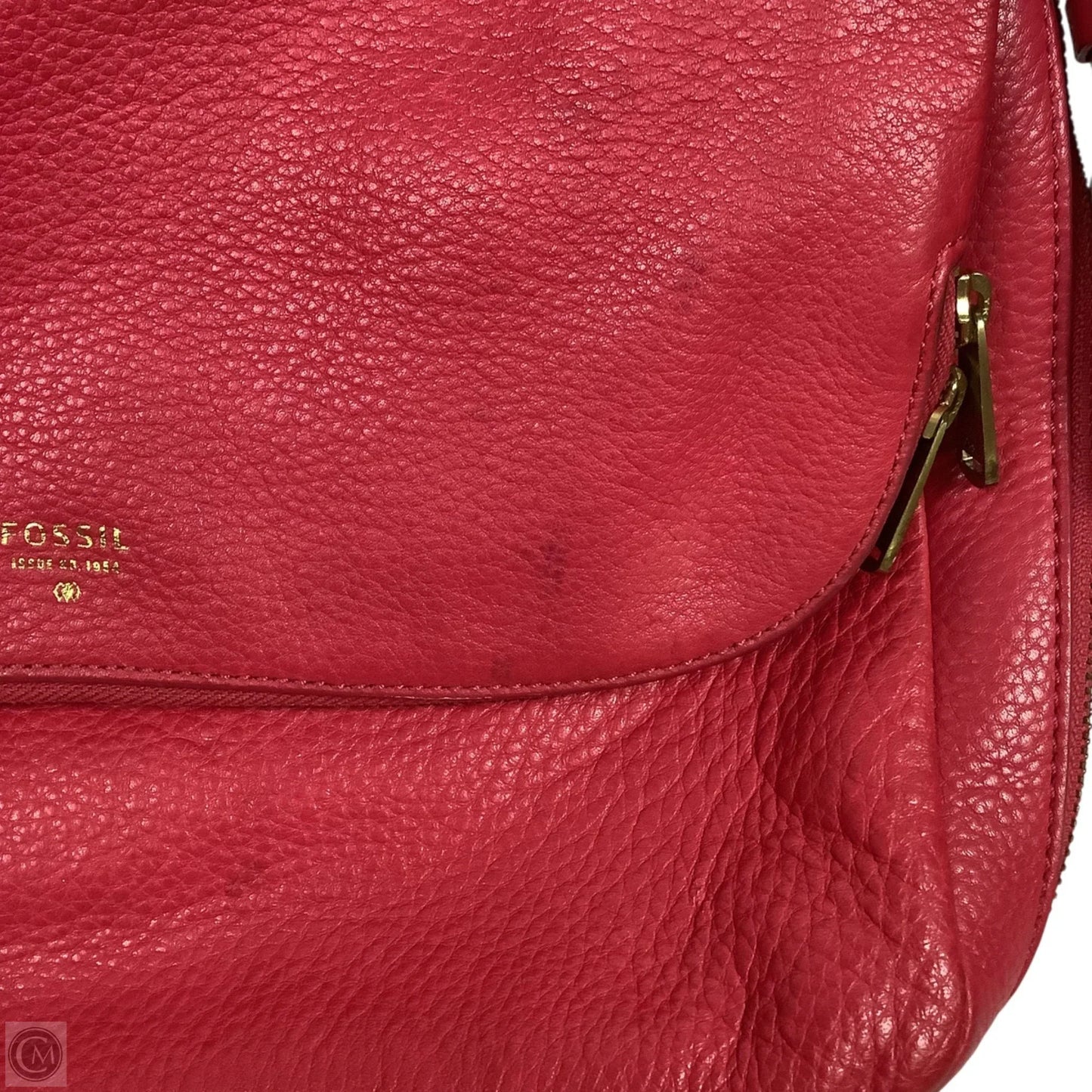 Handbag Leather By Fossil, Size: Medium