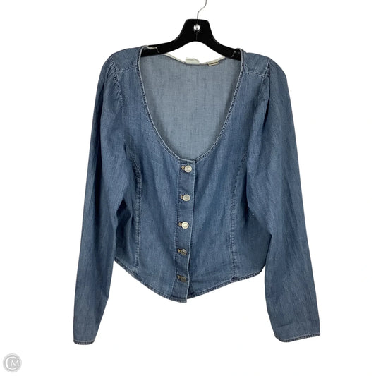 Top Long Sleeve By Levis In Blue Denim, Size: Xl