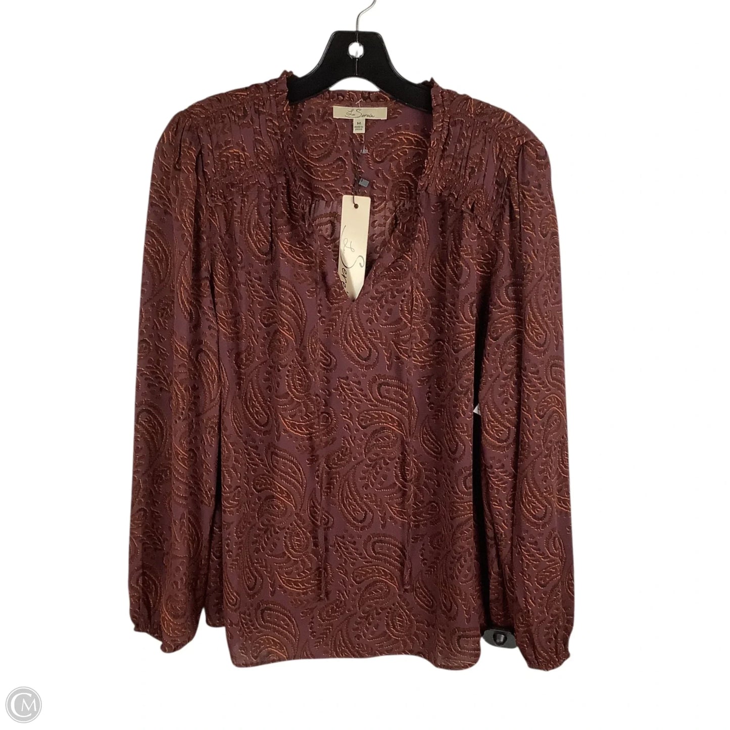 Top Long Sleeve By Cmc In Brown, Size: M