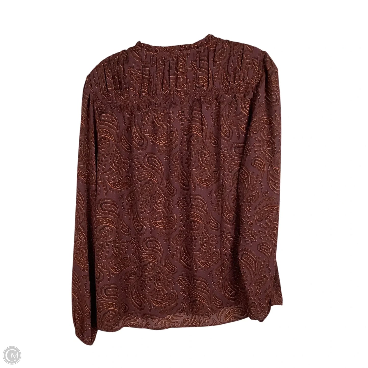 Top Long Sleeve By Cmc In Brown, Size: M
