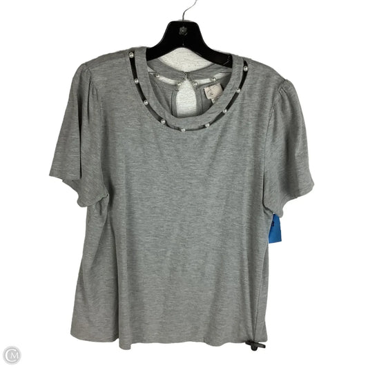 Top Short Sleeve By Anthropologie In Grey, Size: L