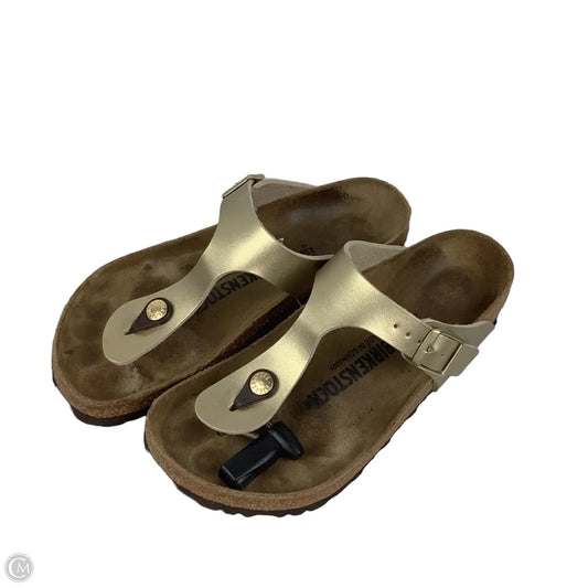 Sandals Flip Flops By Birkenstock In Gold, Size: 5 (36)