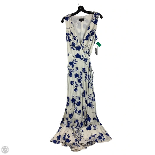 Dress Party Long By Lulus In Blue & Cream, Size: L