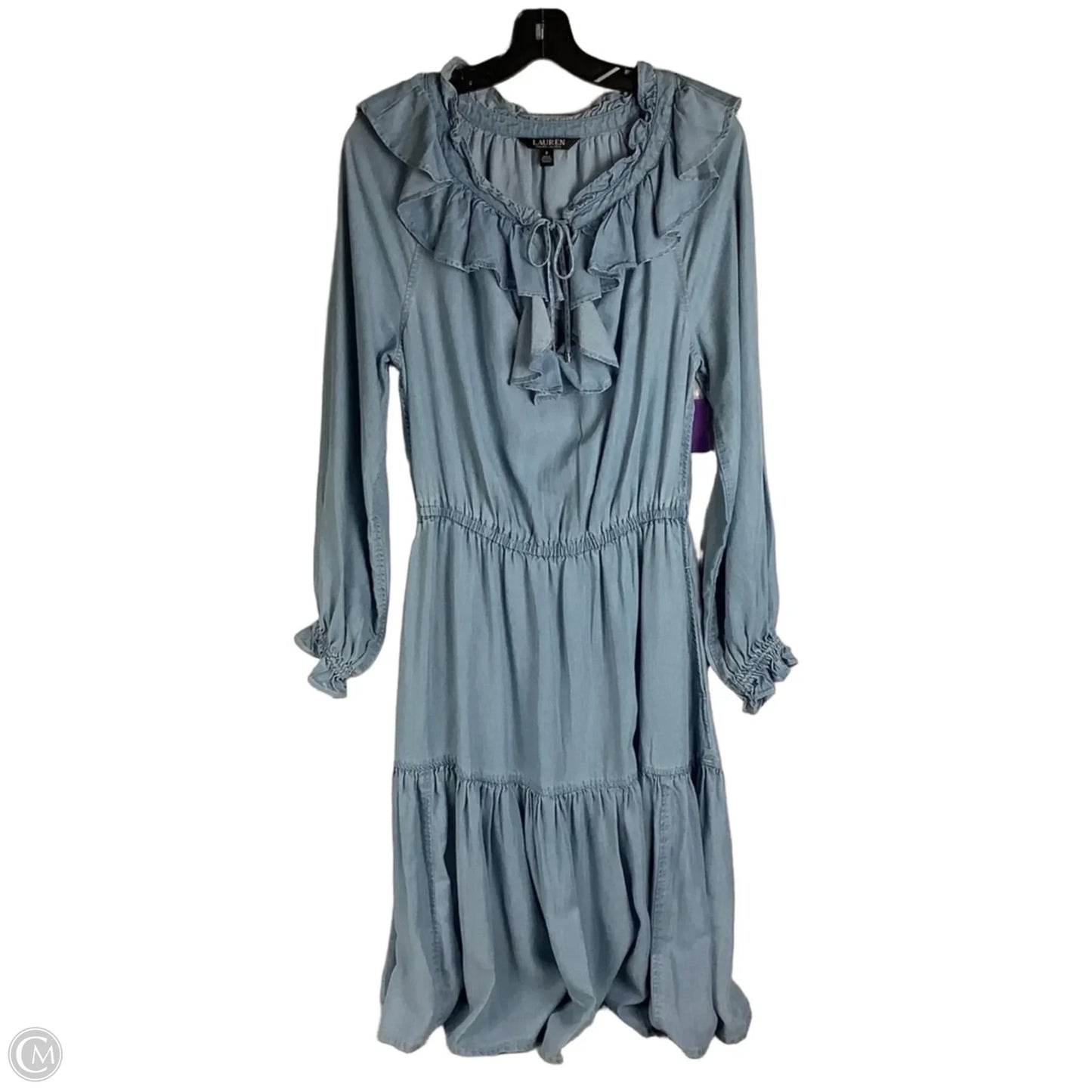 Dress Casual Midi By Lauren By Ralph Lauren In Blue Denim, Size: 2