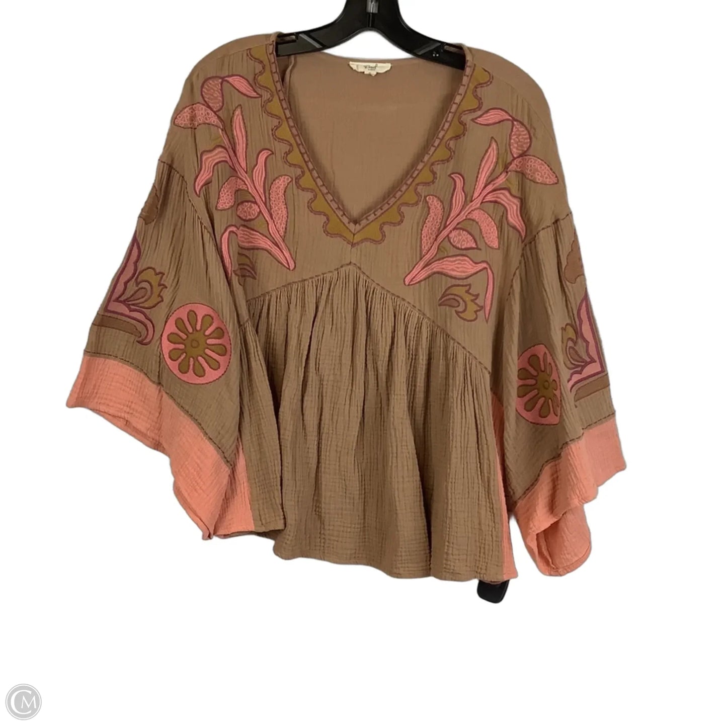 Top Long Sleeve By Easel In Tan, Size: S