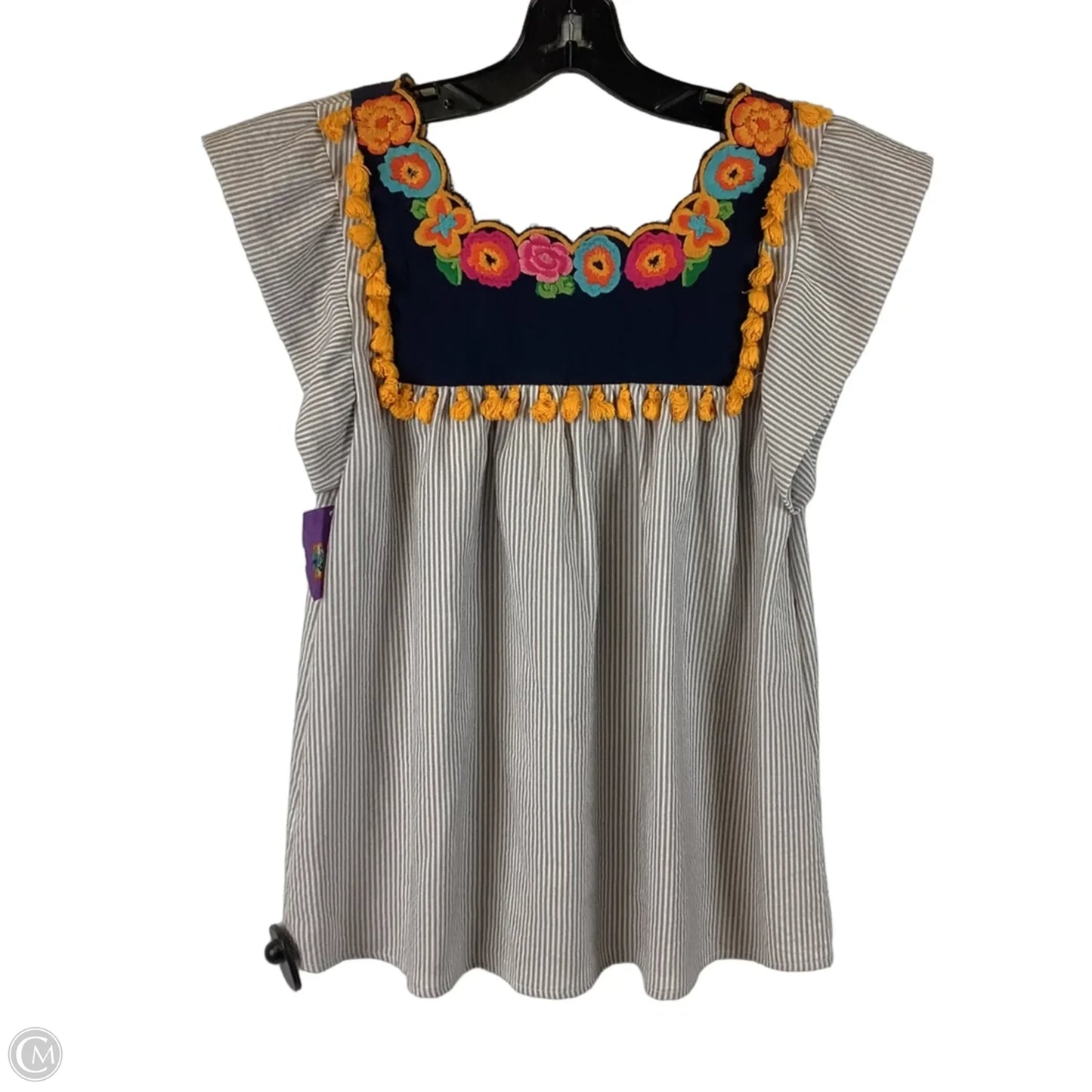 Top Short Sleeve By Thml In Striped Pattern, Size: S