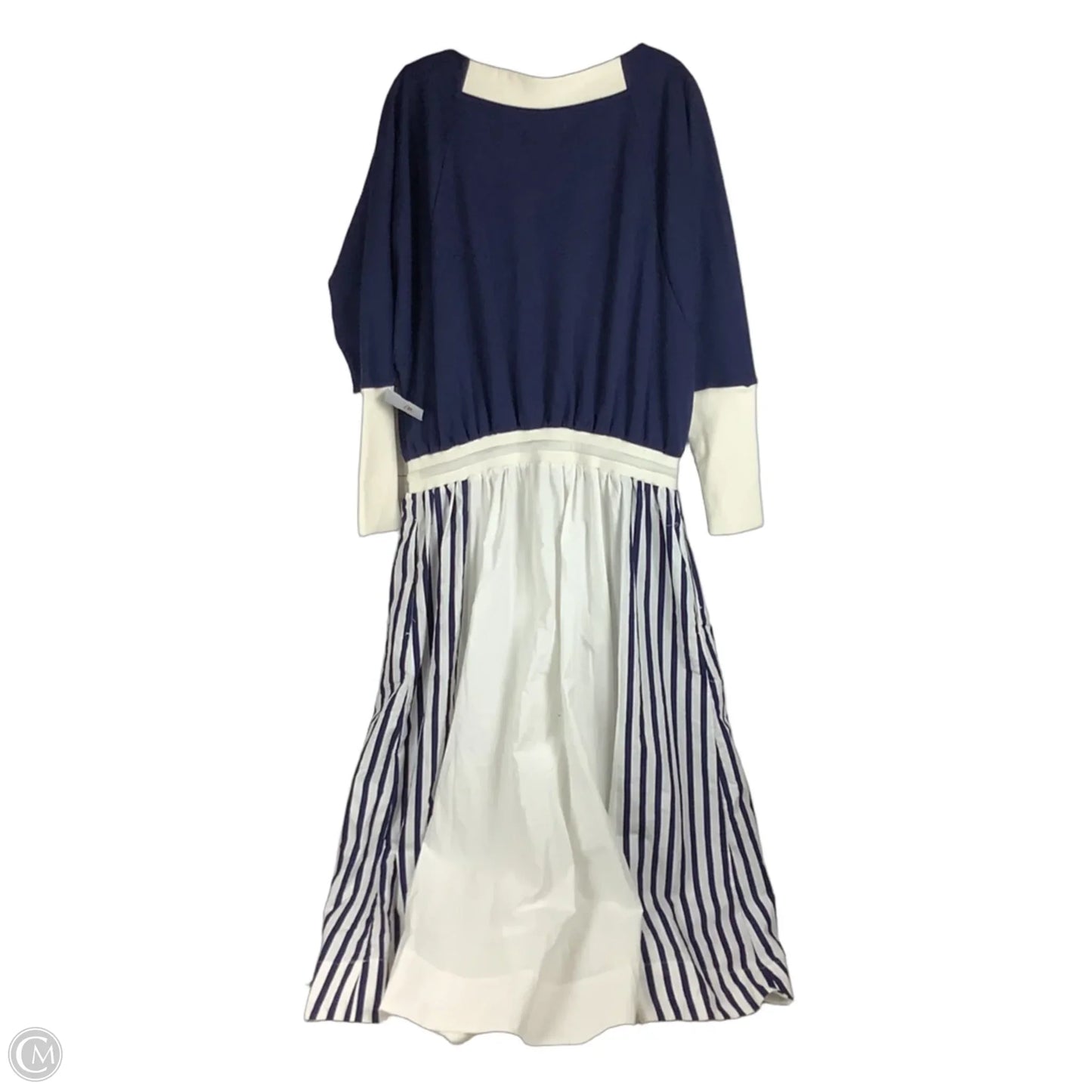 Dress Casual Maxi By Daily Practice By Anthropologie In Blue & Cream, Size: L