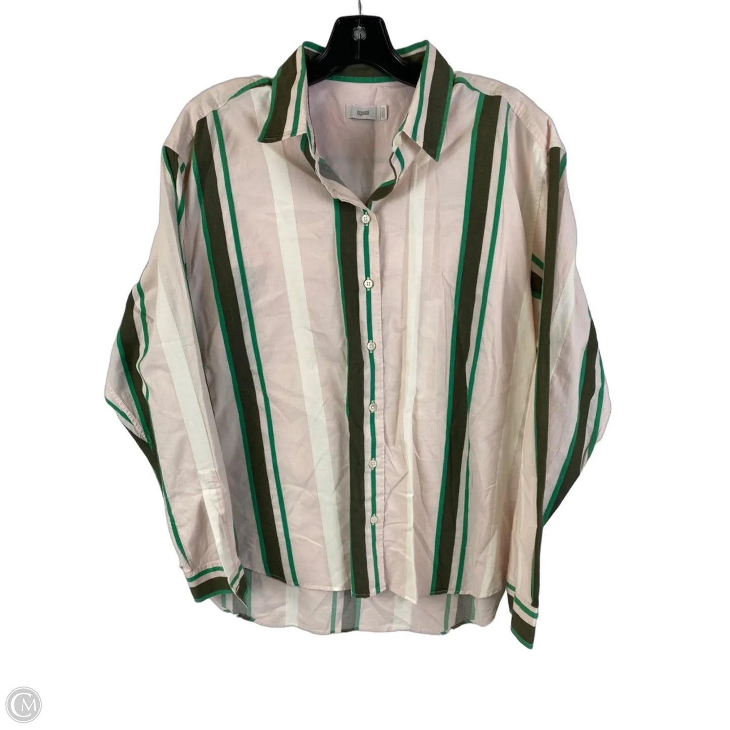 Top Long Sleeve By Closed In Striped Pattern, Size: L