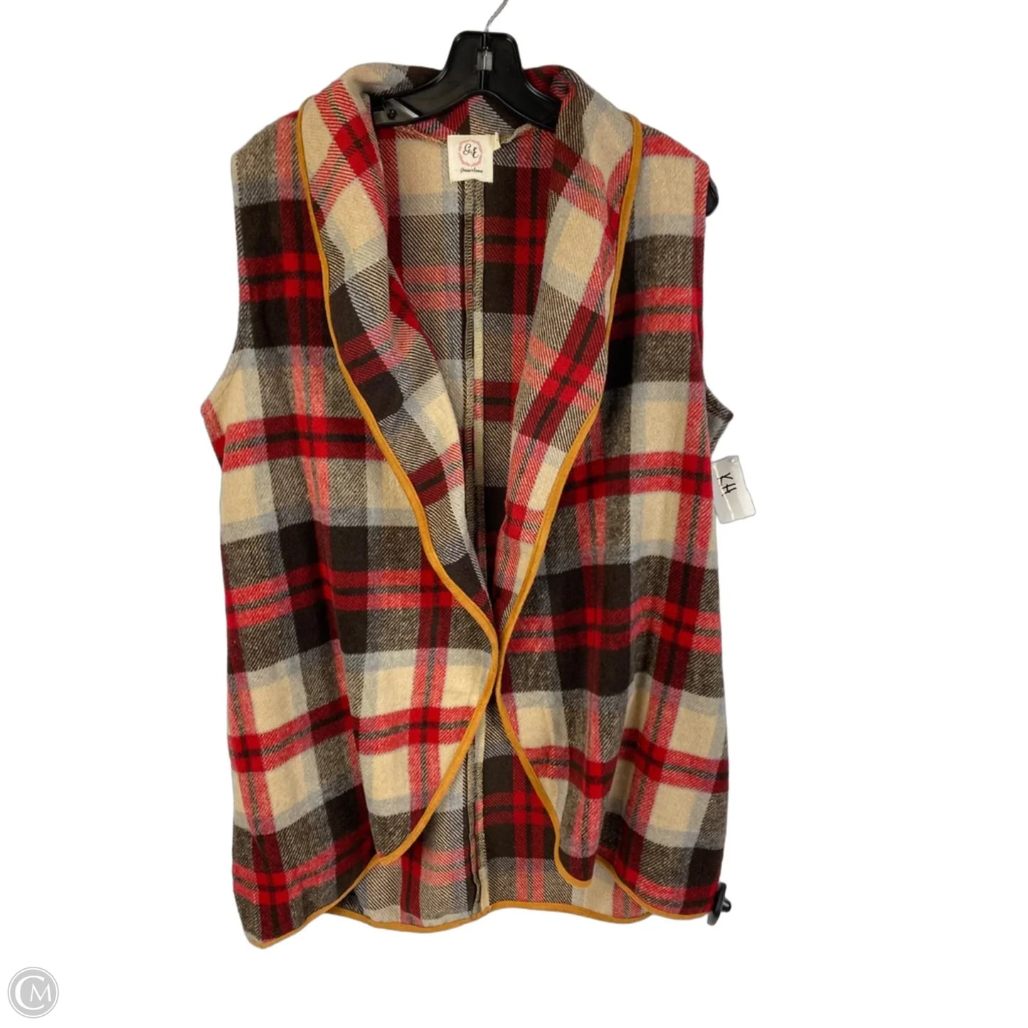 Vest Fleece By Grace & Emma In Plaid Pattern, Size: M