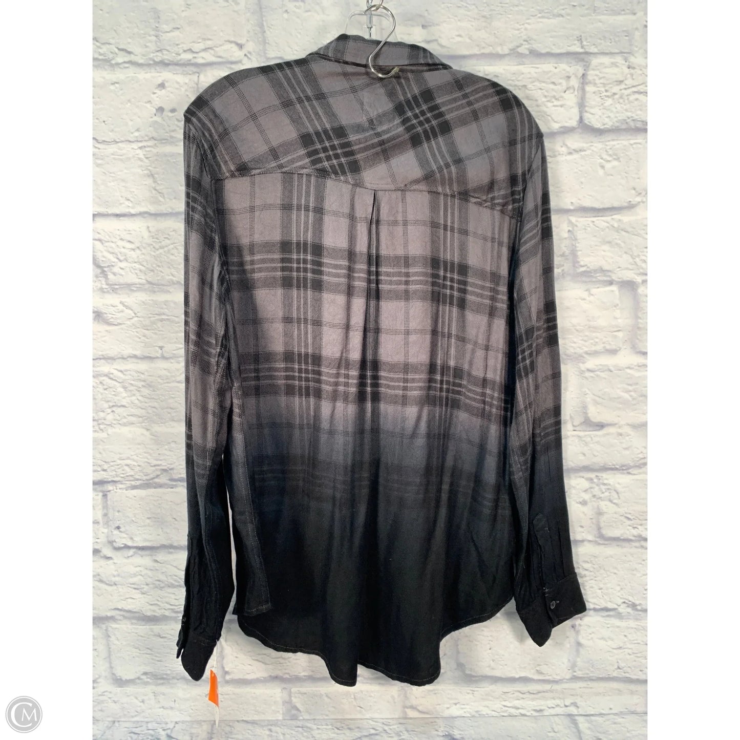 Top Long Sleeve By Rails In Black & Grey, Size: M