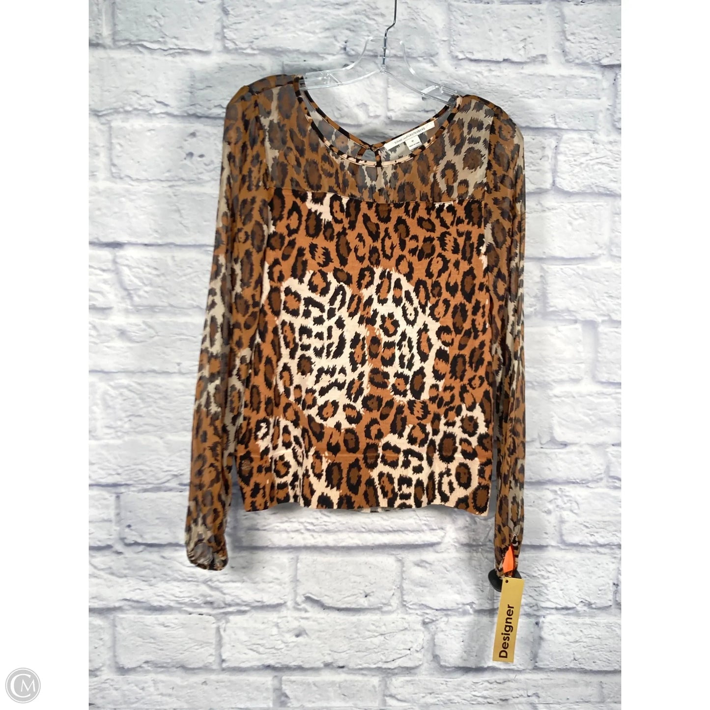 Top Long Sleeve Designer By Diane Von Furstenberg In Animal Print, Size: M