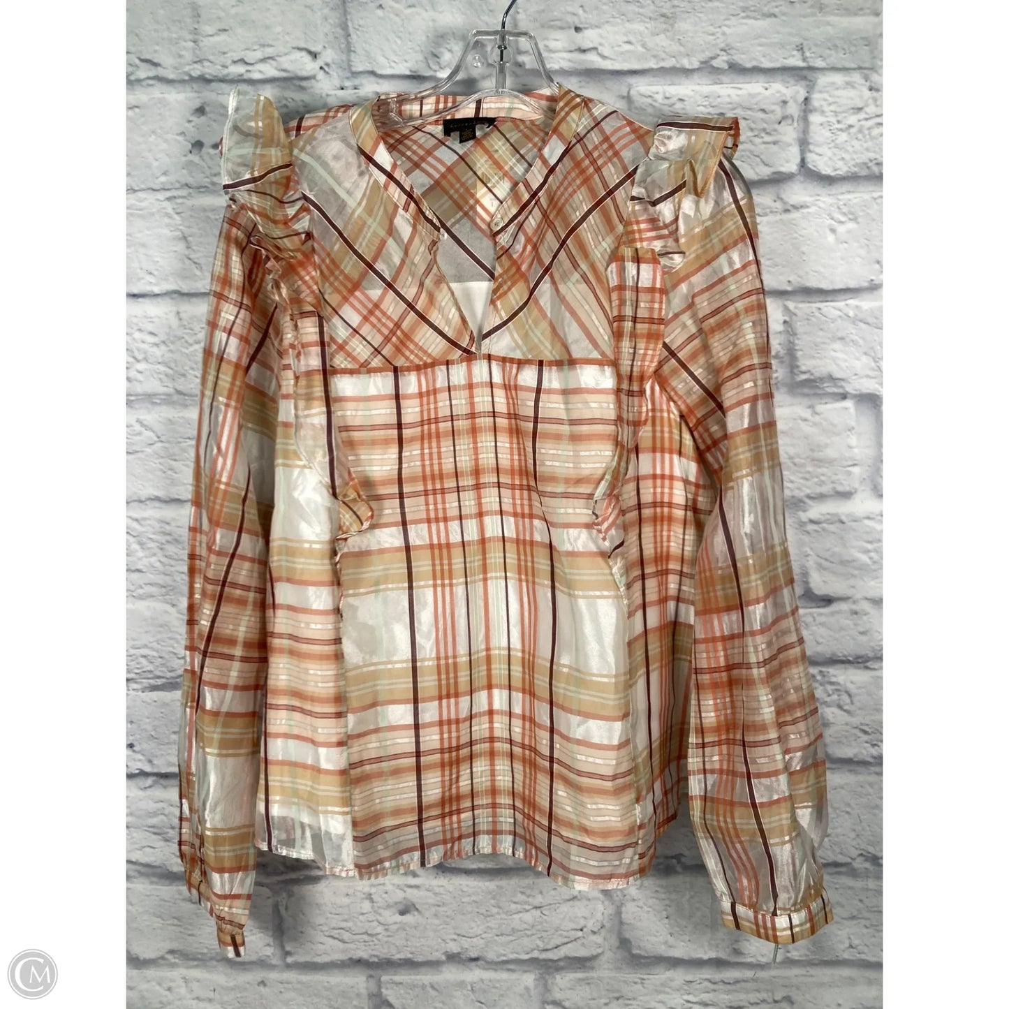 Top Long Sleeve By Current Air In Brown & Cream, Size: L
