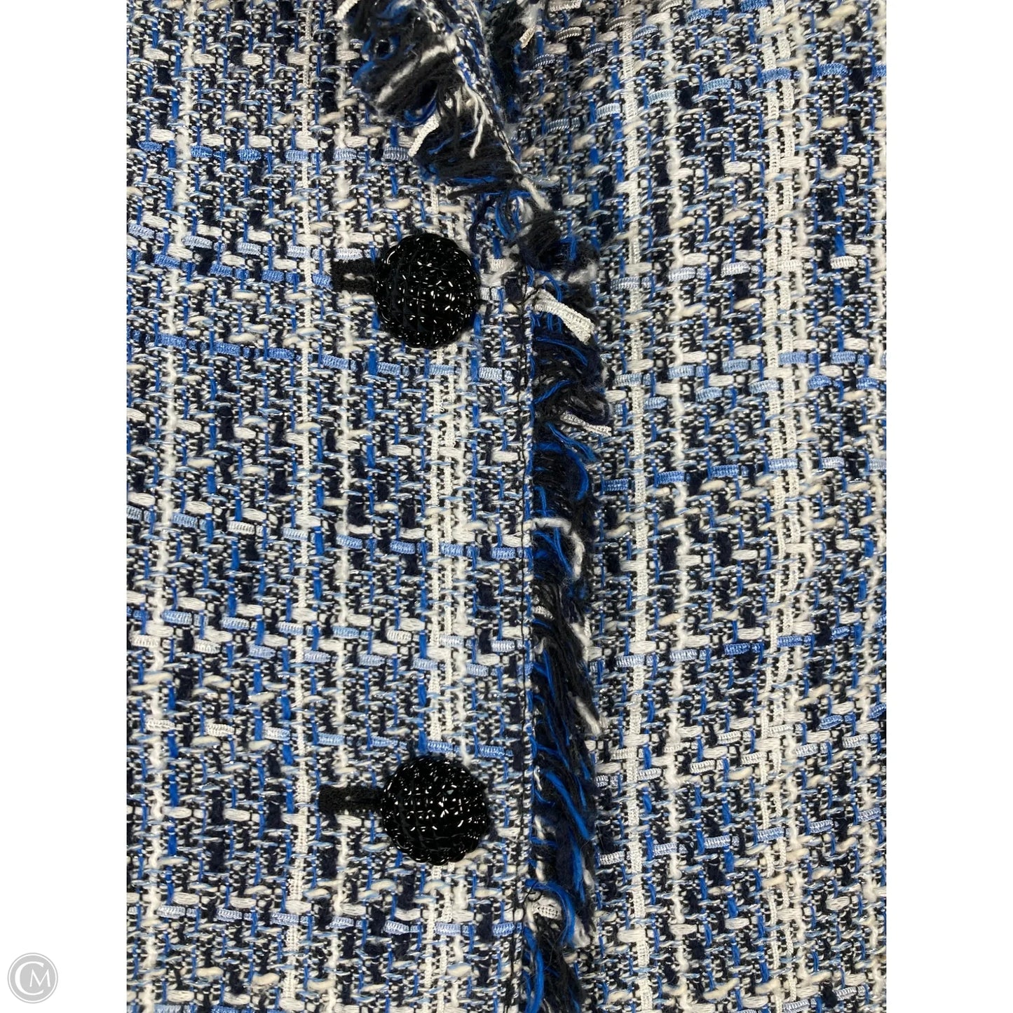 Blazer Designer By Karl Lagerfeld In Blue & White, Size: M
