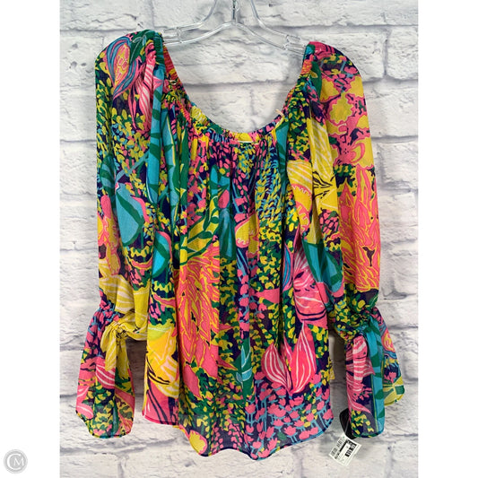 Top Long Sleeve By Trina Turk In Green & Pink, Size: S