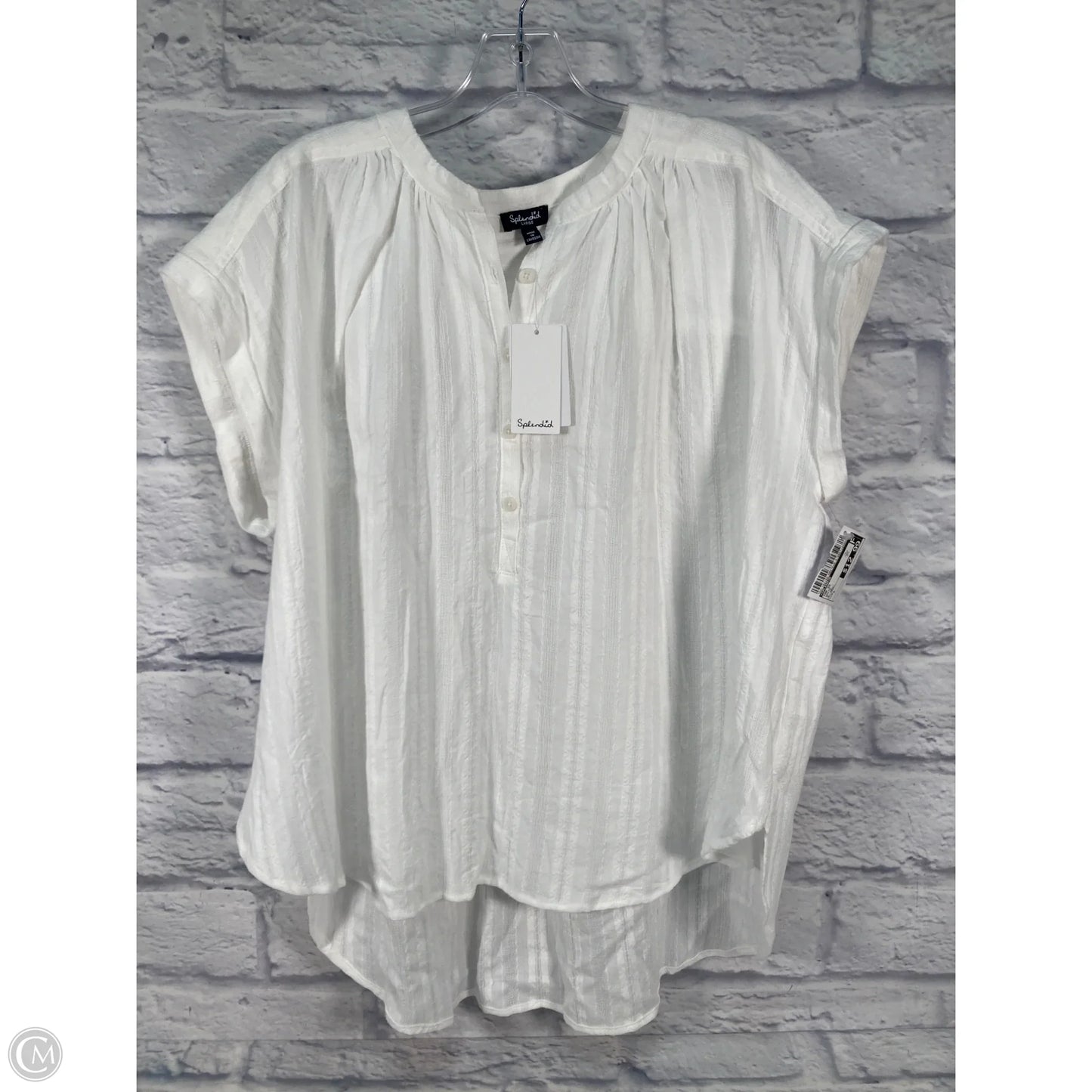 Top Short Sleeve By Splendid In White, Size: L