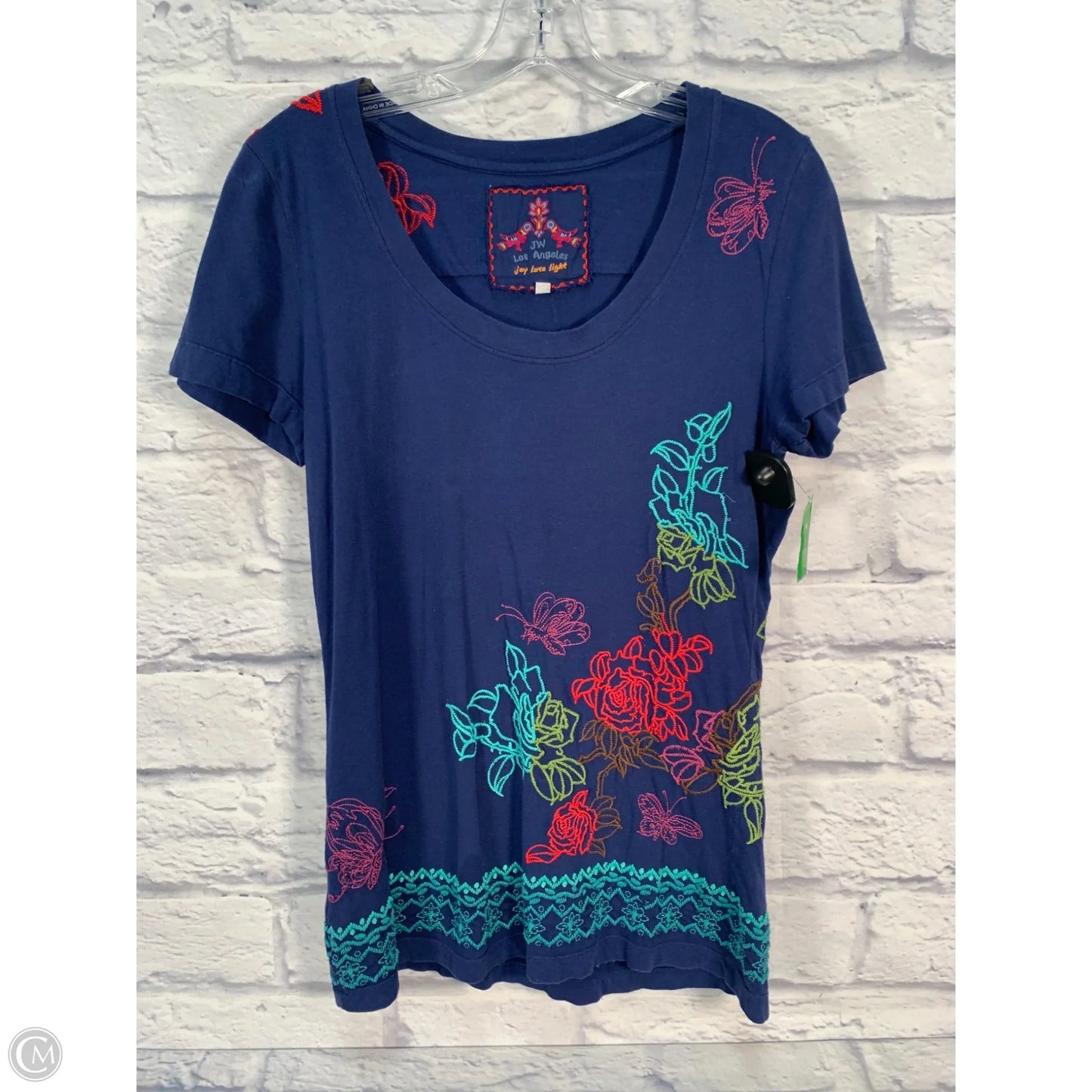 Tunic Short Sleeve By Johnny Was In Blue & Green, Size: M