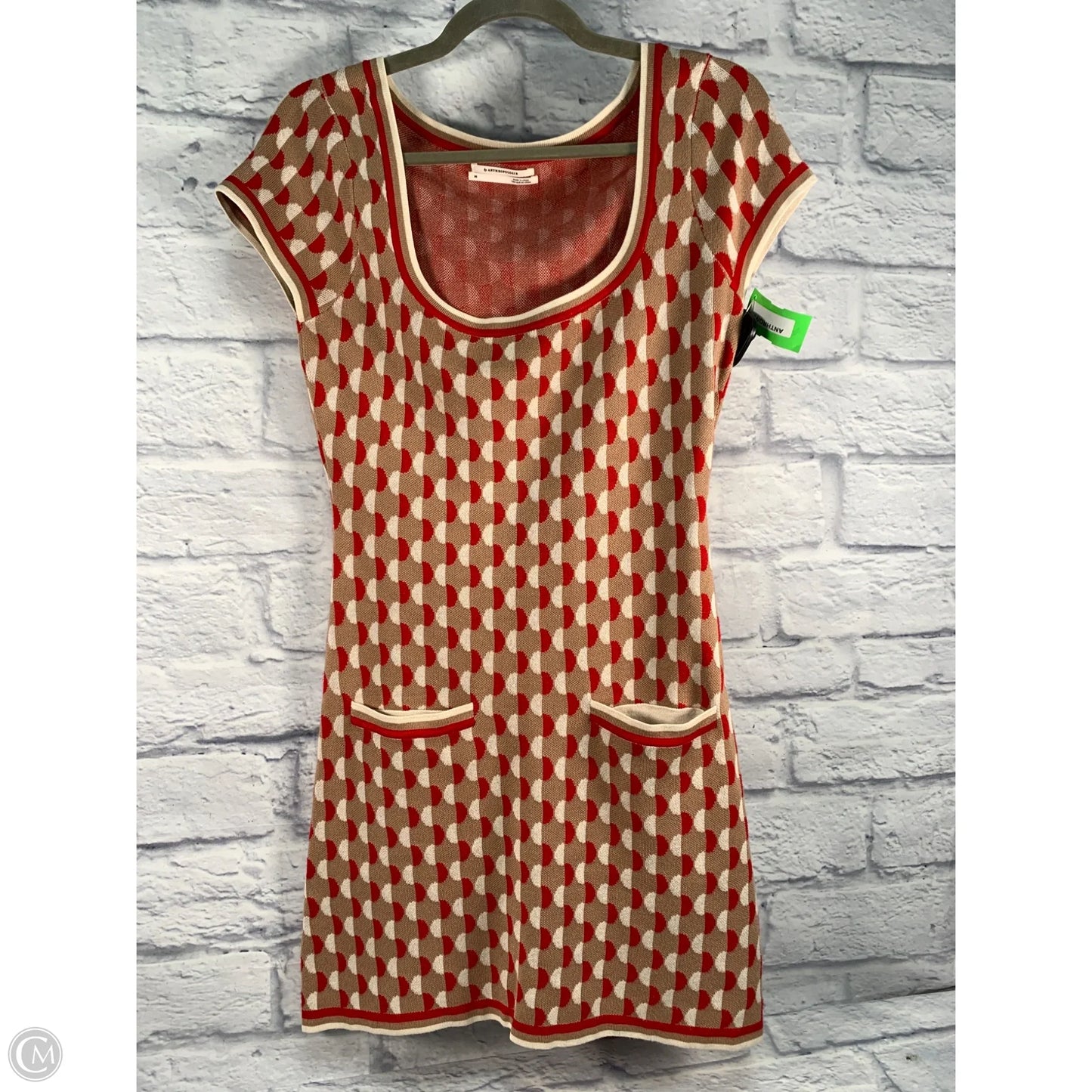 Dress Sweater By Anthropologie In Red & Tan, Size: Xs