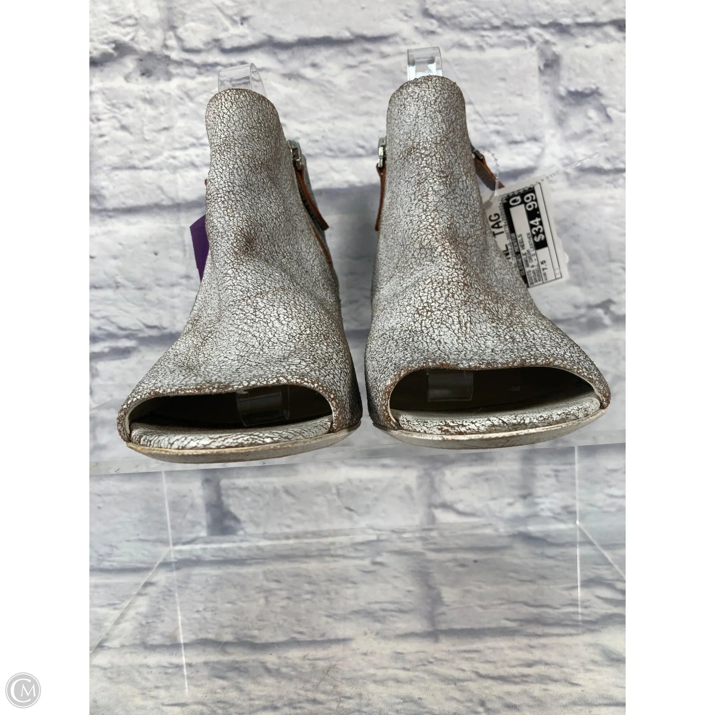 Boots Ankle Heels By Clothes Mentor In Brown & Cream, Size: 7.5