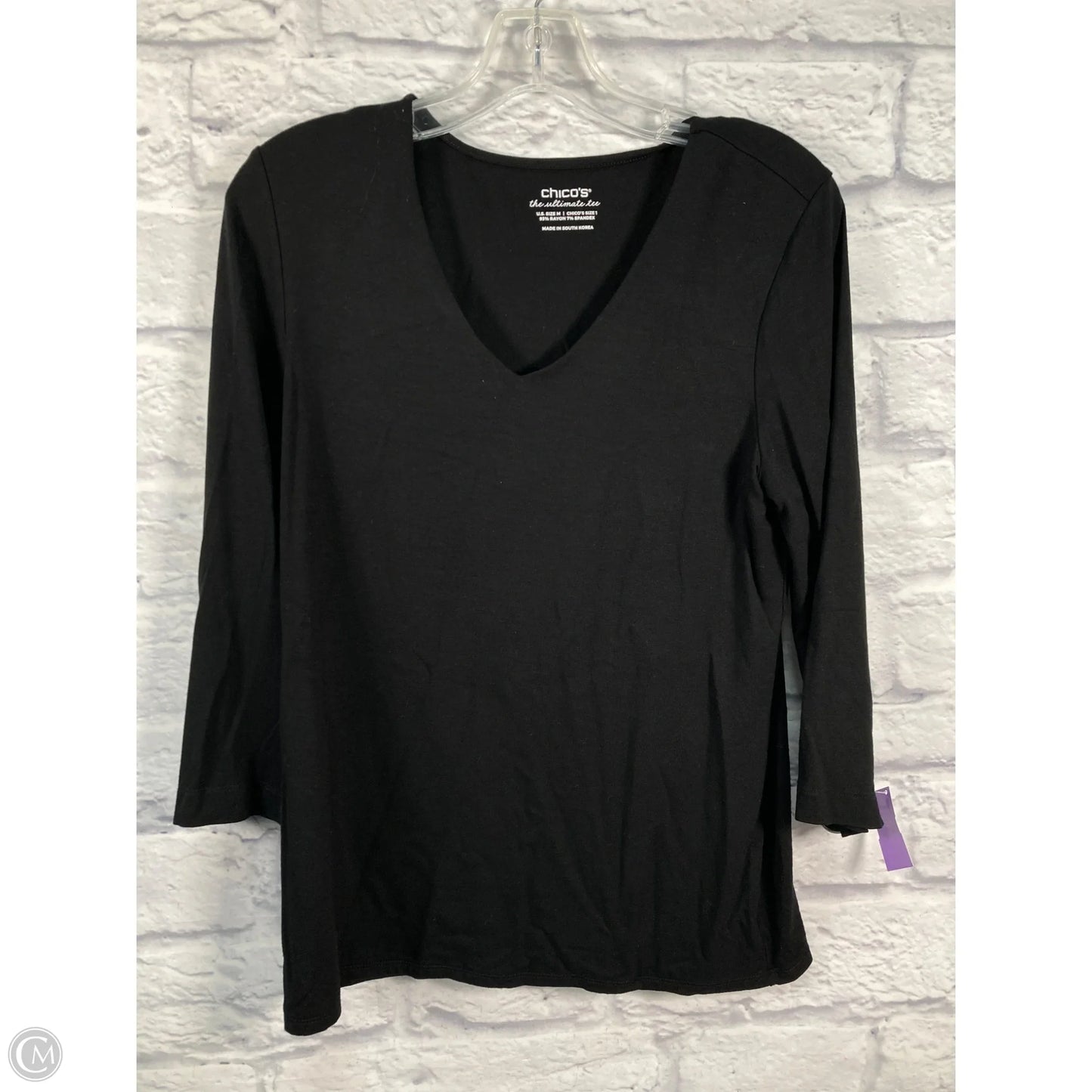 Top Long Sleeve By Chicos In Black, Size: M