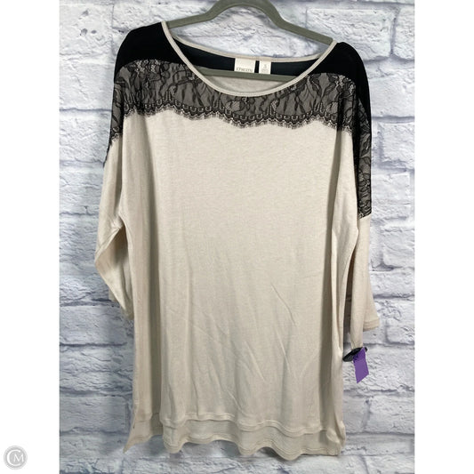 Top 3/4 Sleeve By Chicos In Black & Cream, Size: Xl