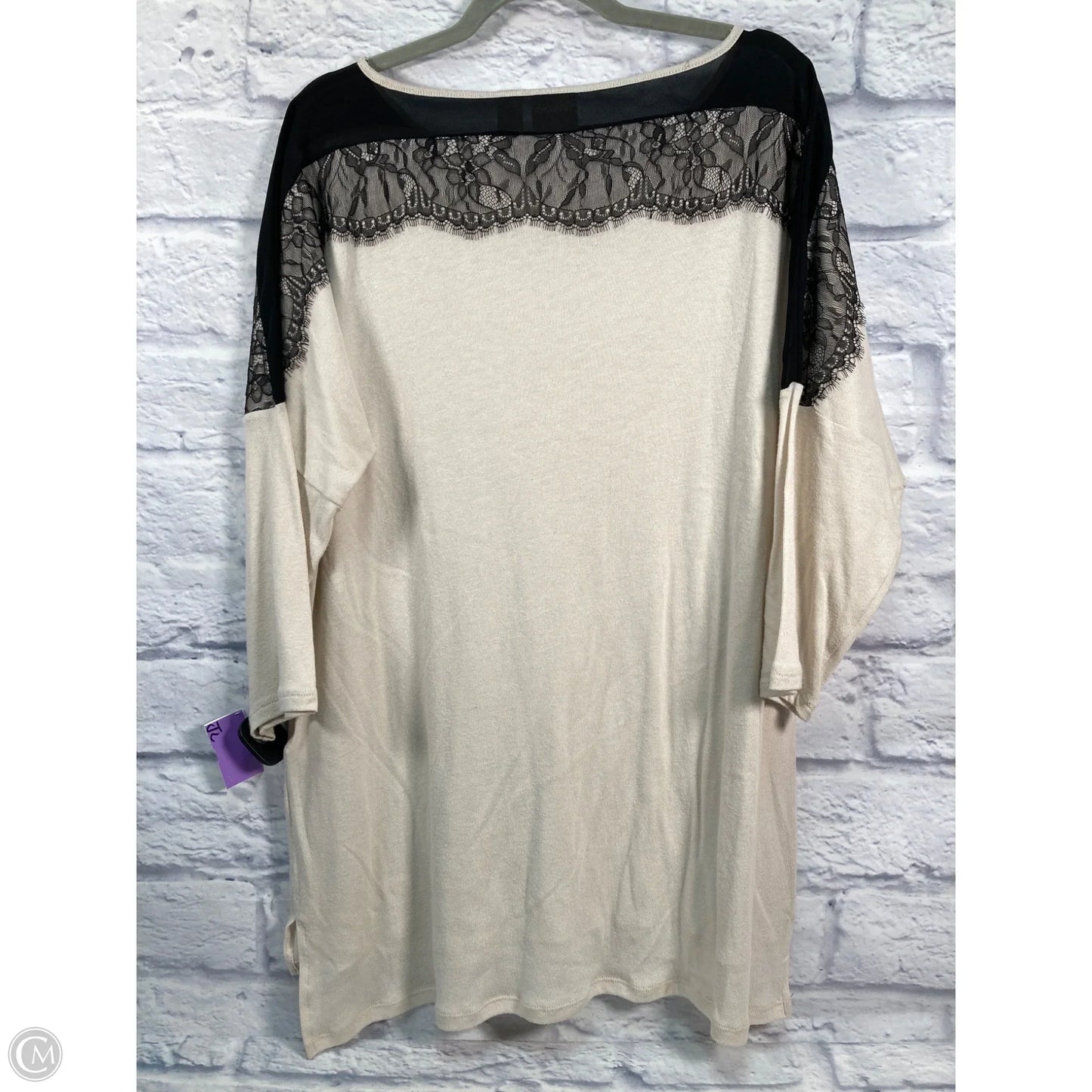 Top 3/4 Sleeve By Chicos In Black & Cream, Size: Xl