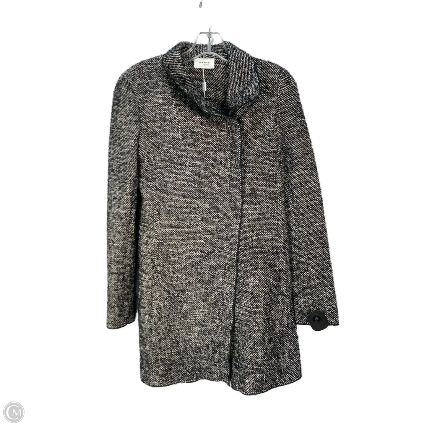 Coat Wool By Akris In Black & Cream, Size: S