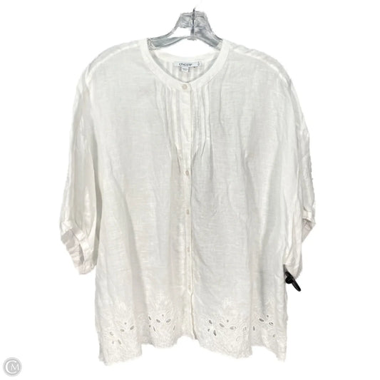 Top Short Sleeve By Chicos In White, Size: Xl