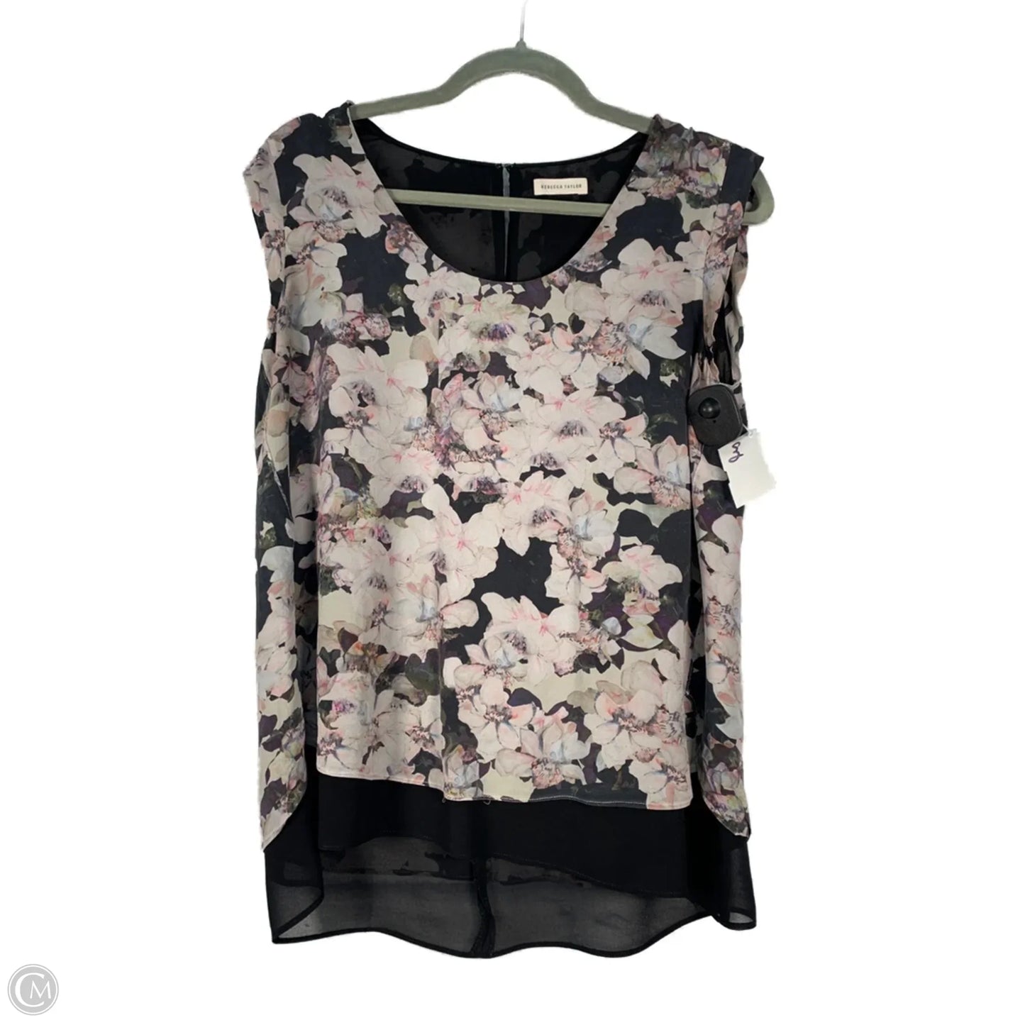 Blouse Sleeveless By Rebecca Taylor In Black & Pink, Size: S