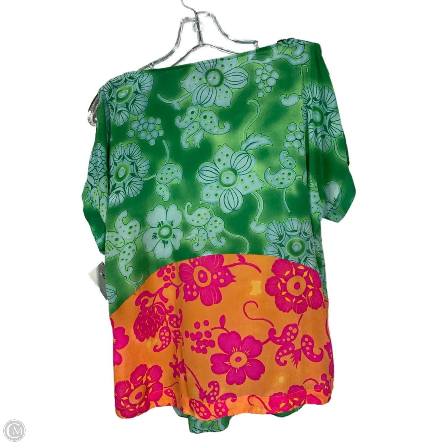 Blouse Short Sleeve By Anthropologie In Blue & Green, Size: S