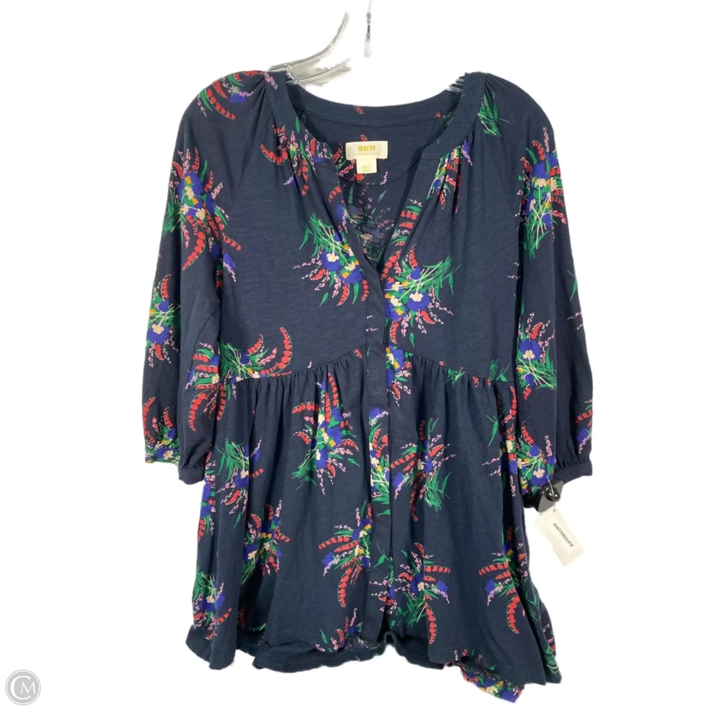 Tunic Long Sleeve By Maeve In Blue & Green, Size: S