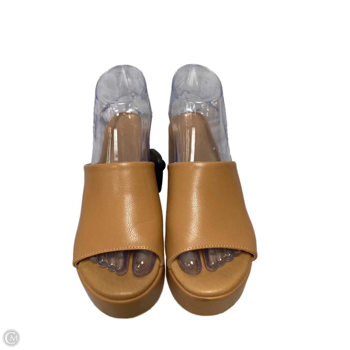 Sandals Heels Platform By Anthropologie In Tan, Size: 7