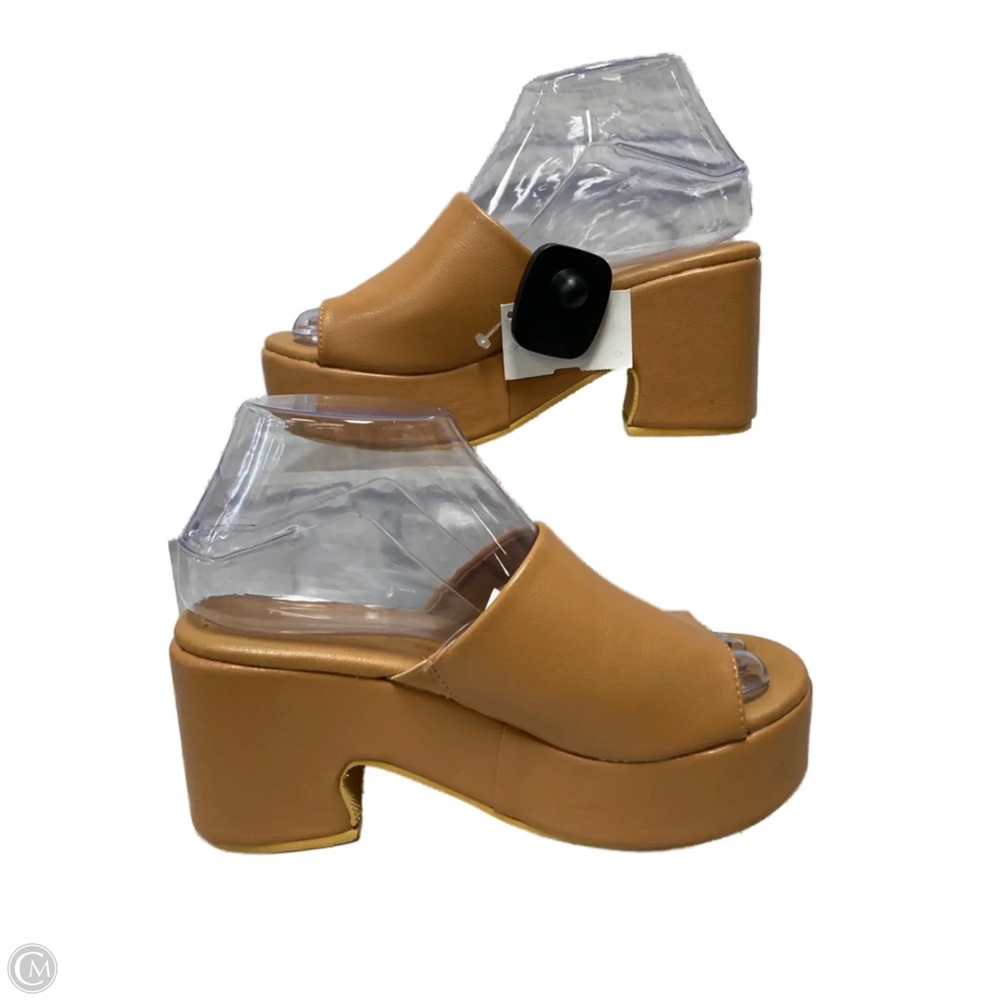 Sandals Heels Platform By Anthropologie In Tan, Size: 7